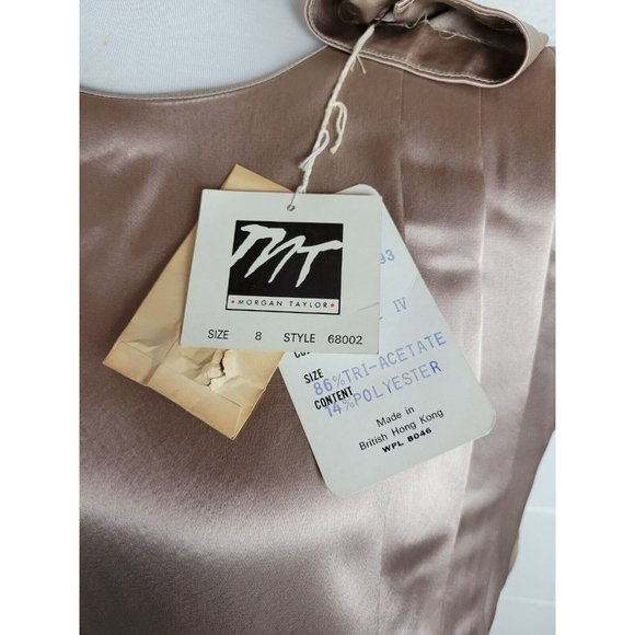 Vintage NWT Morgan Taylor Satin Champagne Taupe Open Back Jumpsuit Sz 8 - Picture 10 of 15